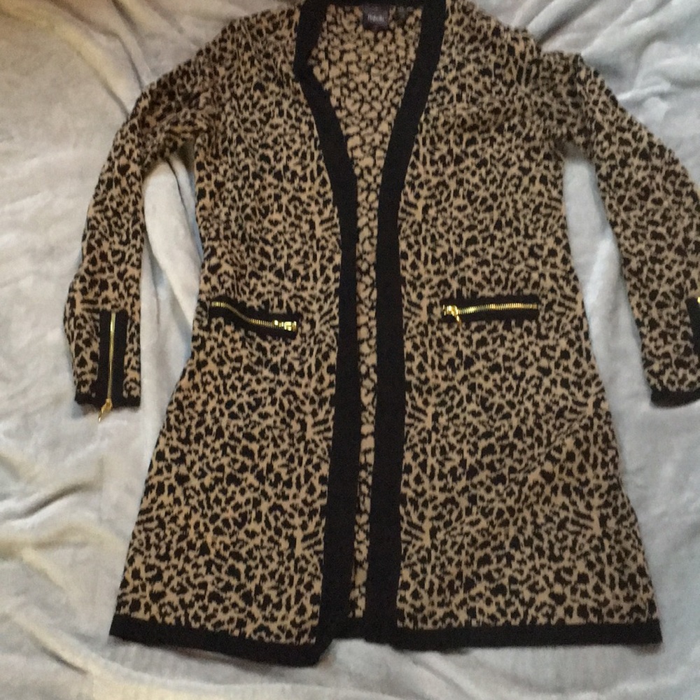 Long leopard cardigan sweater